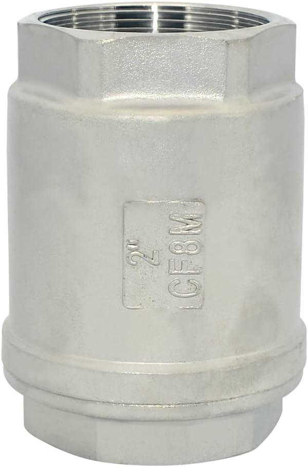 2" NPT Female WOG1000 Check Valve,Spring Loaded In-line Low Cracking Pressure,Stainless Steel SS316 CF8M