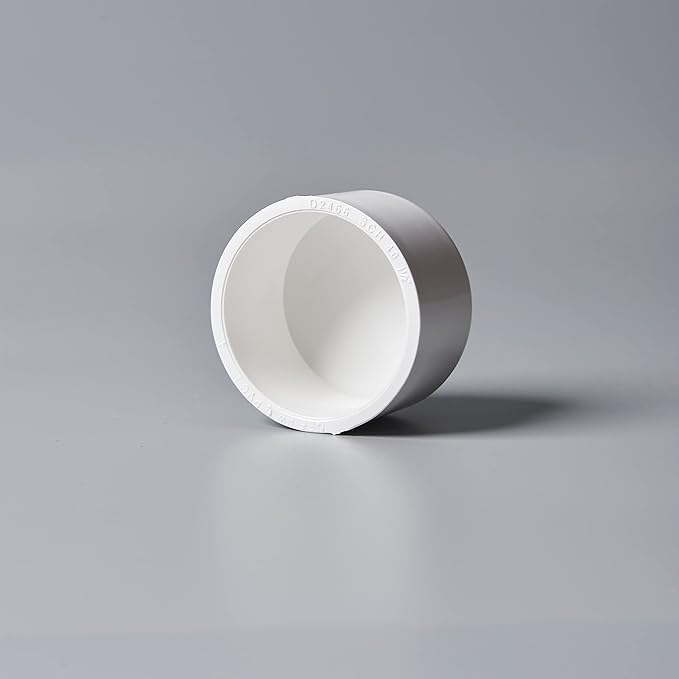 Rainbow Dream 1-1/2 Inch PVC Pipe End Cap Plug Adapter Pipe Fittings - 6 Pack, White