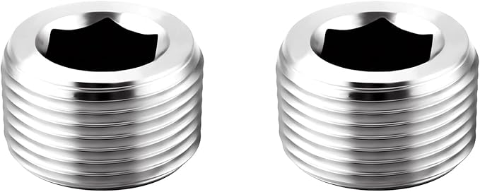 Stainless Steel Internal Hex Countersunk Male Thread Pipe Plug Connector, 1" NPT Male（Packs for 2）