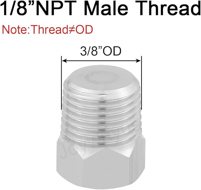 Joywayus 5Pcs Stainless Steel Outer Hex Thread Socket Pipe Plug Fitting 1/8" NPT Male