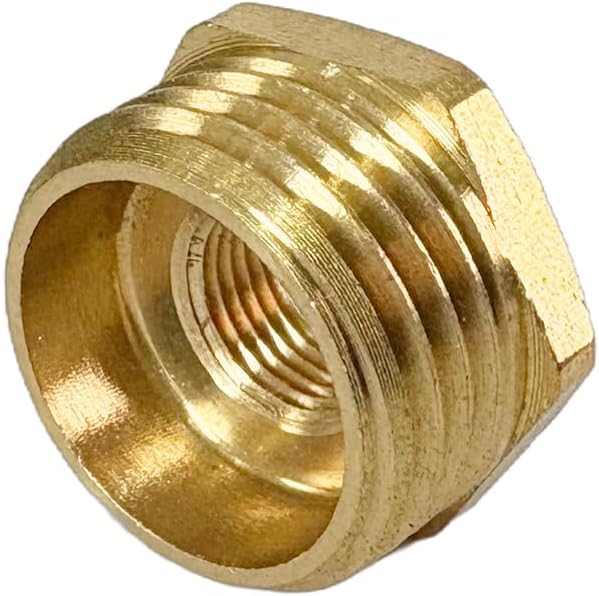1/2" NPT Male x 1/8" NPT Female Brass Reducer Hex Bushing Threaded Pipe Fitting Reducing Adapter Pack of 2