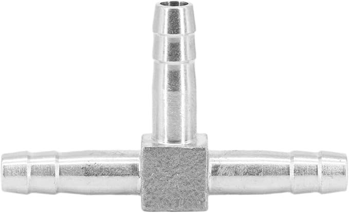 Stainless Steel 1/4" Hose Barb Tee 3 Way T Shaped Barbed Co2 Splitter Fitting