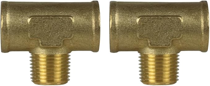 Male Branch Tee 1/2" Male NPT x 1/2" Female NPT Brass Union Tee Connector 2-Pack