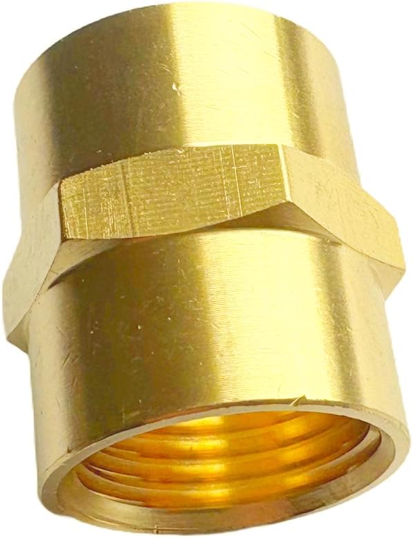 1/2" Female Threaded Hex Nipple Brass Coupling NPT Pipe Fitting Pipe Adapter Straight Connectors for Air, Gas, Oil, Fuel, Propane Pack of 2