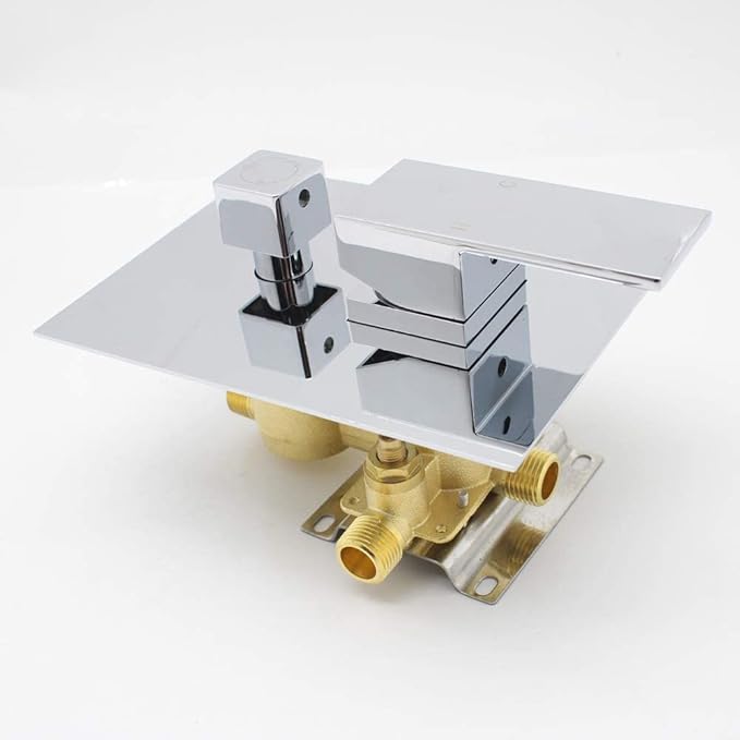 2 Way Outlet Function Solid Brass Shower Diverter Valve Mixer Rough-In Shower Handle Valve Kit Replacement in Chrome