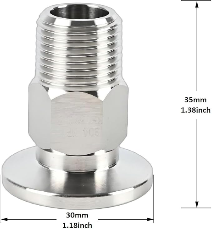 SS304 KF16 NPT Male Adaptor thread 3/8" NW16 KF Male coupling ISO-KF16 X NPT 3/8"