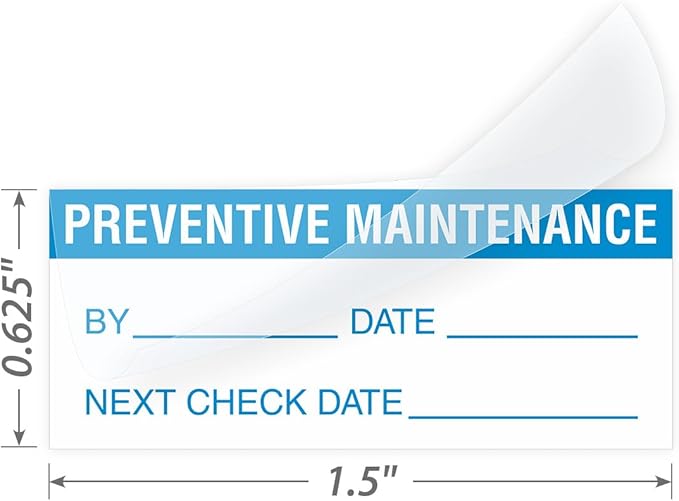 SmartSign Self Laminating Preventive Maintenance Labels by/Date/Next| 1.5" x 0.625" Polyester with Clear Flap, Pack of 140, Made in USA