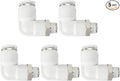 PATIKIL Push to Connect Fitting, 5 Pack Pneumatic Air Elbow Quick Connector 1/8"PT Male Thread x 8mm Tube 90 Degree Connect Tubing Elbow Air Tube Fitting Pneumatic Quick Adapter, White