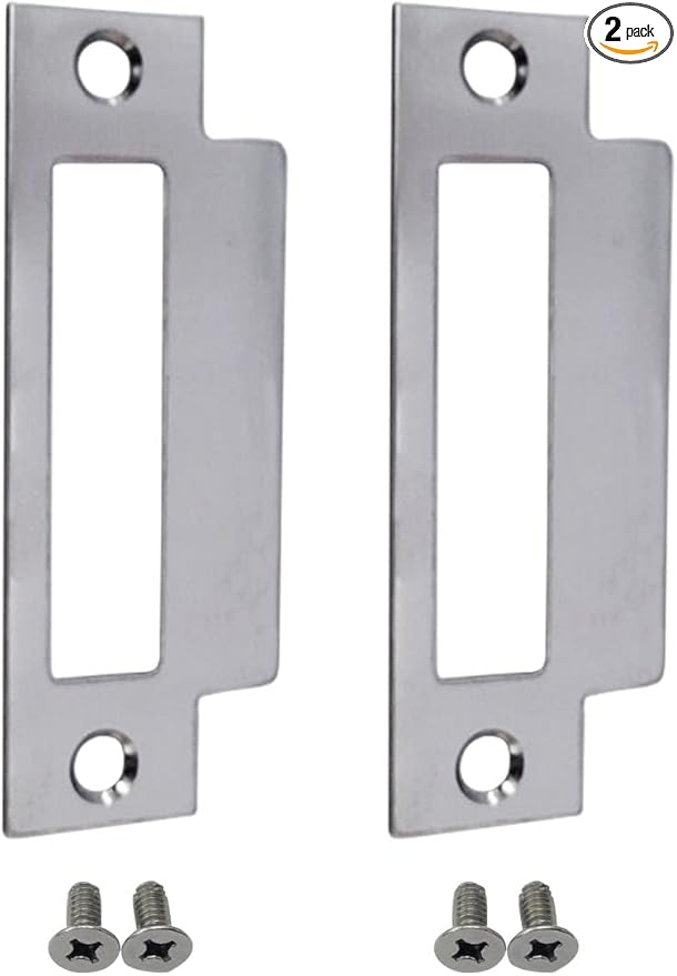 QCAA Stainless Steel Extended Replacement Lock Strike, 4-7/8", for Deadbolt, 2 Pack, Made in Taiwan