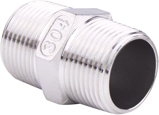 Hex Nipple 3/4" Male NPT - Stainless Steel 304 Threaded Pipe Fitting for Brew Kit, Home Piping Application(Pack of 5)