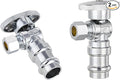 (Pack of 2) EFIELD Stop Angle Valve, 1/2" Copper Press x 3/8" OD Compression, 1/4 Turn, LF Brass Made, Chrome Plated,(VALVE393-2PCS)