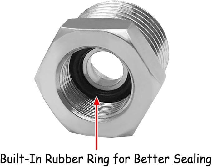 3PCS Water Line Adapter, 1/2" Male to 3/8" Female Reducer Bushing, Brass Nickel Plating Compression Fitting for Kitchen Bathroom Faucet Supply Line Hose Stop Valve Connector with Rubber Washer