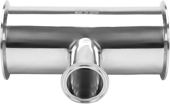 DERNORD Reducing Clamp Tee 3 Way Stainless Steel 304 Sanitary Fitting (Pipe OD: 4 inch x 4 inch x 2 inch)