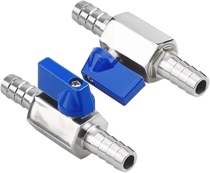 Stainless Steel Shut Off Valve 5/16" Hose Barb Ball Valve for Water Fuel Air (Pack of 2)
