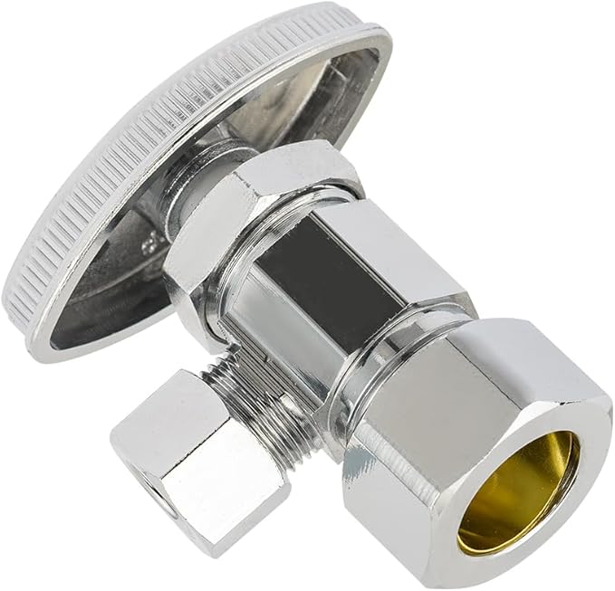 (Pack of 5) EFIELD Multi-Turn Angle Stop Valve 1/2" Nominal (5/8" OD) Compression x 3/8" OD, LF Brass Chrome Plate, NSF/ANSI 61,(VALVE362)