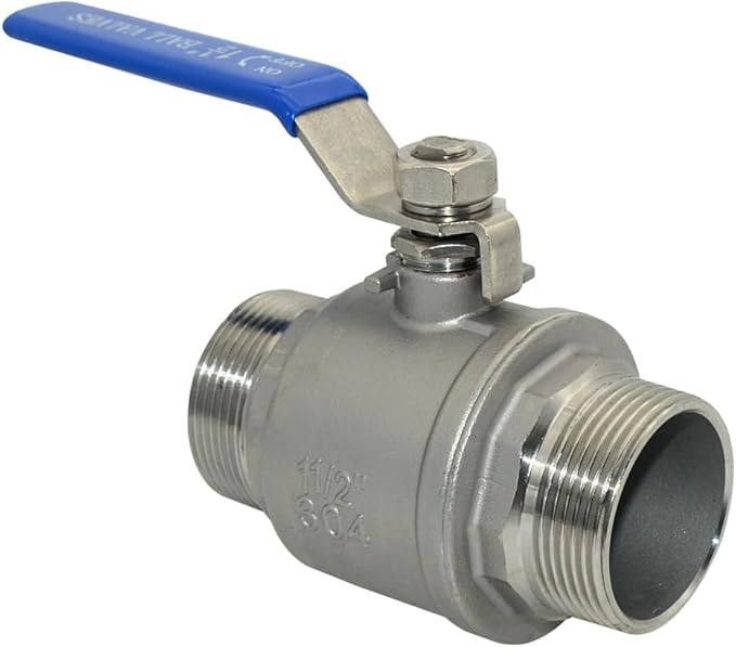 1Pcs 1-1/2'' Ball Valve, Heavy Duty Male NPT (MNPT) X Male NPT (MNPT) Thread with Long Handle Switch, Stainless Steel NPT Full Port Forged 1" Ball Valve for Water Oil and Gas, 1000 WOG