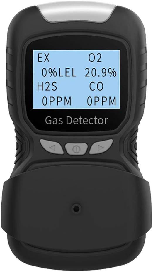 Portable Gas Detector, Gas Clip 4 Gas Monitor Meter Tester Analyzer, Rechargeable LCD Display Sound Light Shock Air Quality Tester, 2 Year Detector…