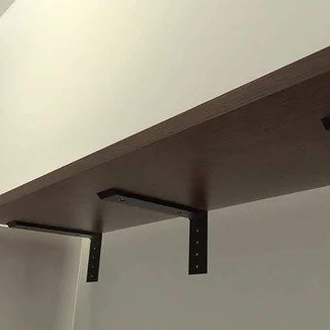 WINKER Countertop Support Bracket 4 Pack Heavy Duty 3/8" Thick Hidden L Shelf Bracket 16" x 6" x 2.5" Metal Corbels for Quartz/Granite/Wood/Concrete/Laminate Countertops, Black