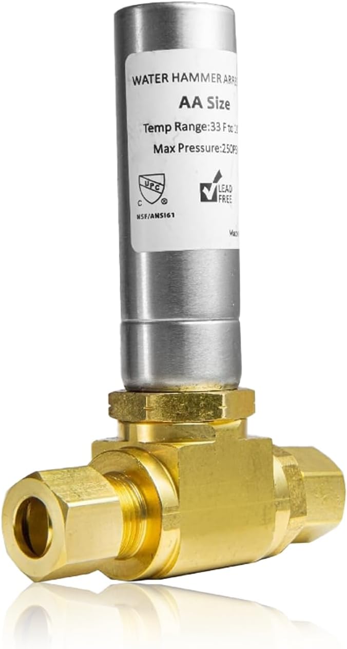 Water Hammer Arrestor,3/8" OD Comp. X 3/8" OD Tee Stainless Steel Water Arrestor,for Dishwasher Connection(1PACK,Stainless Steel Arrestor)(HAMMER013)