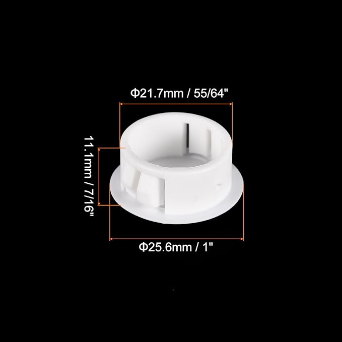 uxcell 55/64" Plastic Hole Plugs, 36Pcs Flush Type Panel Round Snap in Fastener Knockout Locking Plugs for Furniture Insert End Caps Panels, White
