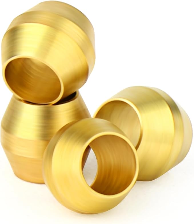 GASHER 200PCS Brass Compression Fitting, Brass Compression Sleeve Ferrules 1/8" Tube OD