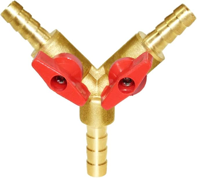 Joywayus 3/8" Hose Barb, Y shaped Type 3 way Union Intersection/Split Brass Shut off Ball Valve Fitting