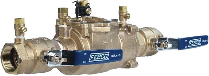 Febco LF850 Series 1-1/2" Lead-Free Copper Silicon Alloy Double Check Valve Backflow Preventer Assembly, Quarter Turn Shutoff, Small Diameter, NPT Connections, Freeze Sensor, Modular Design