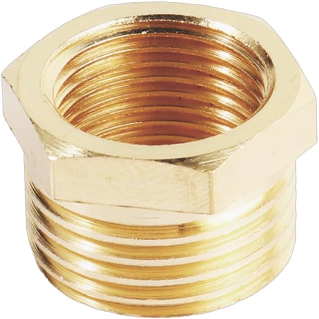 2" NPT Male x 2" NPT Female Brass Reducer Hex Bushing Threaded Pipe Fitting Reducing Adapter Pack of 1