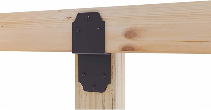 2packs Heavy Duty Pergola Brackets Black Z Bracket ,6" Steel Angle Joist Tie, Post to Beam Connectors Repair Hardware for Wood DIY Projects Deck Framing Construction Fence Repair