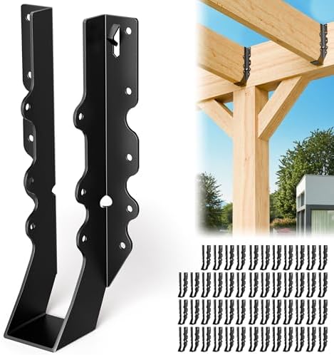 50 Pcs Black 2x10 Joist Hanger,LU210 18 Gauge Double Shear Face Mount Joist Hanger,Hurricane Ties for Rafters Tie Brackets Great for Floor Deck and Ceiling Joists
