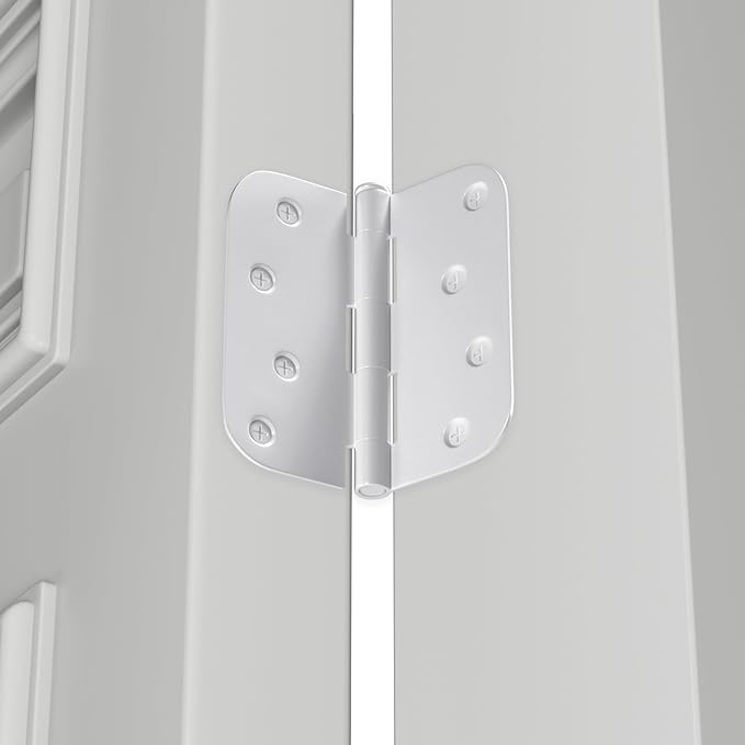 12 Pack goldenwarm 4 inch White Door Hinges Exterior Door Hinges - Residential Hinges for Interior and Exterior Doors, 5/8" Radius Corners, Iron