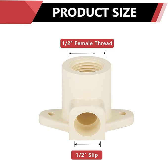 (Pack of 30) EFIELD 1/2"Slip x 1/2"Female Thread CPVC-CTS 90-Degree Wing Elbow (With Drop Ear),(CPVC045-10-30PCS)