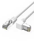 90 Degree CAT6 Ethernet Cable Right Angle Upward Angled White 3ft,RJ45 LAN Gigabit Network Cord Cat 6 90 Degree Adapter,Bandwidth up to 250MHz 1Gbps