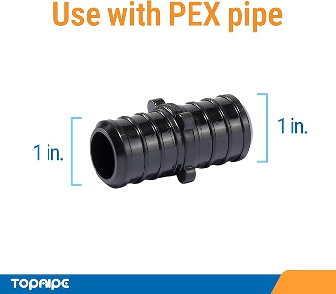 (Pack of 5) Topaipe 1 Inch PEX Poly Crimp Coupling, PPSU Crimp Coupling for Pipe, Plumbing Fittings, Poly Full Flow Fittings for PEX Tubing, ASTM F2159