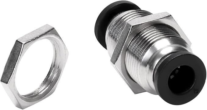 Bulkhead Union Push to Connect Tube Fitting 6mm Tube OD Double Threaded (5 Packs)