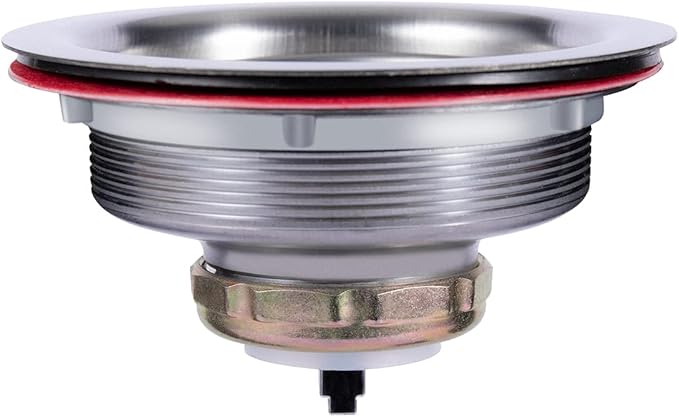 Uni-Green Kitchen Sink Drain Kit for Standard 3-1/2 inch Drain - Fit 1-1/2 inch Pipe - Stainless Steel Basket with Knob - Rubber Stopper Bottom - 3.5" Kitchen Sink Drain Strainer Replacement Kit