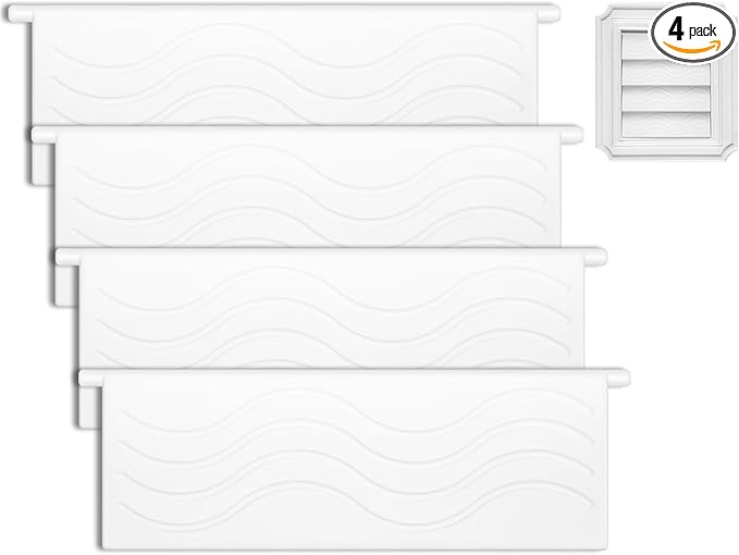 4-Pack Dryer Vent Cover Replacement with Enhanced Rippled Design - Premium Plastic Polymer Dryer Exhaust Vent Cover Replacements, Weather Resistant Exterior Dryer Vent Flap Replacement (White)