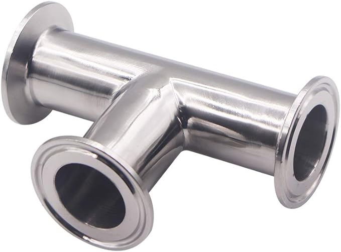 DERNORD Clamp Tee 3 Way Stainless Steel 304 with 3 Silicone Gaskets Fits 1.5" Tri Clamp, 38mm Pipe OD Sanitary Fittings (1.5 inch)
