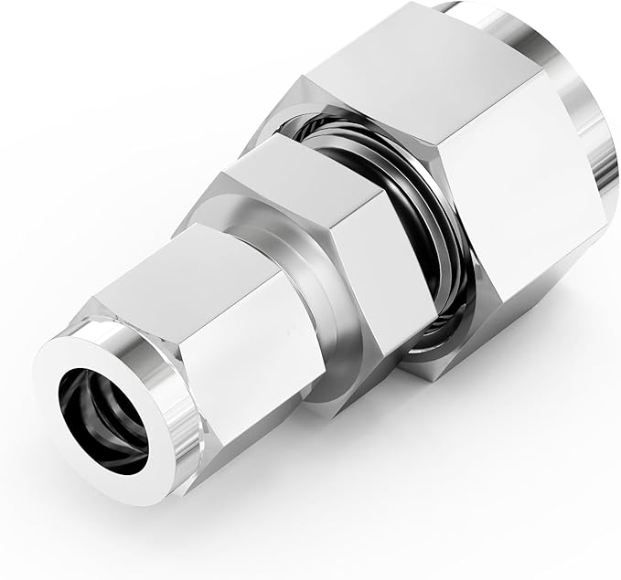 TAISHER 5PCS 304 Stainless Steel Compression Tube Pipe Fitting Connector, 1/2" Tube OD x 1/4" Tube OD Straight Adapter