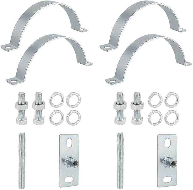 2 Pcs 6 Inch Heavy Duty Adjustable Pipe Bracket,Heavy Duty Split Ring Pipe Hanger,Adjustable Pipe Bracket Clamp,B Vent Adjustable Wall Strap Round Gas Vent Pipe Strap,With Mounting Screws, ETTH541