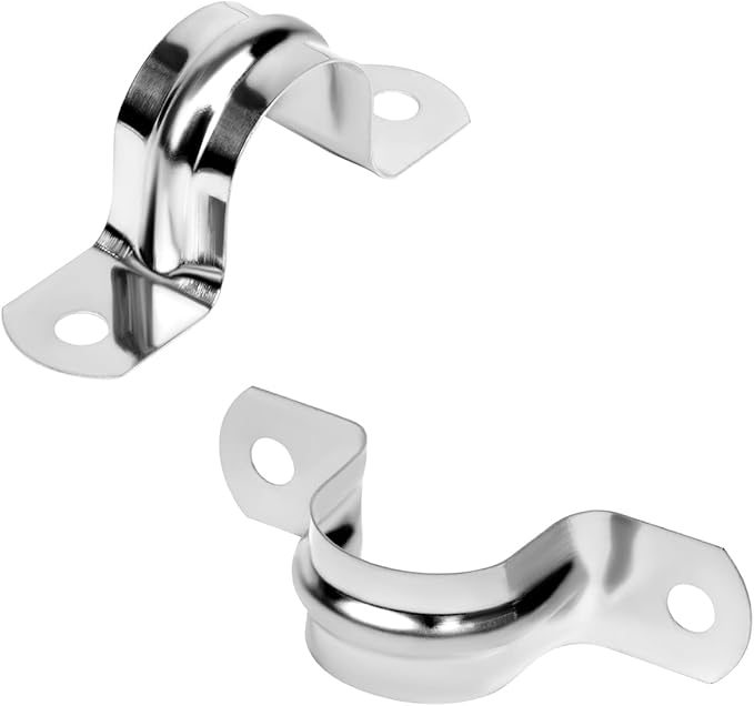 30Pcs 1 Inch Stainless Steel Conduit Clamps, 2 Hole Strap U Bracket Rigid Pipe Strap, Tension Clips U-Tube Clamp for Pipe Fixing on Various Surfaces