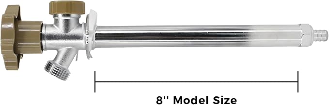 8-inch Anti-Siphon Frost Free Sillcock, Quater Turn 3/4-Inch Hose Bibb x 1/2-Inch PEX End,No Lead Brass Valve Frost Proof Outdoor Faucet Spigot