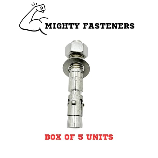Wedge Anchors – Heavy-Duty 304 Stainless Steel Expansion Bolts for Concrete & Masonry, Rust-Resistant & Durable - 3/4" X 4-1/2" - 5 Pack