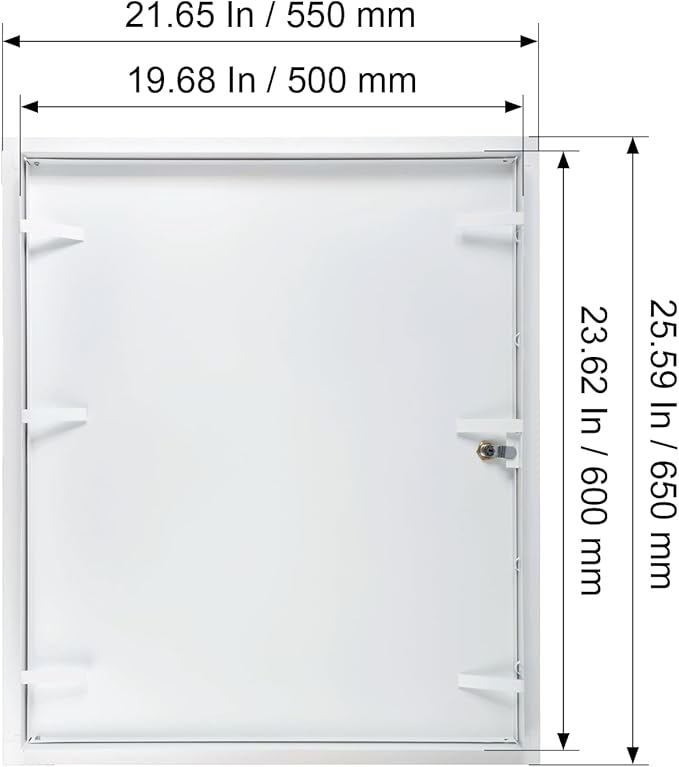 20" x 24" Lockable White Metal Access Panel. Service Shaft Door Panel with Key. Plumbing, Electricity, Heating, Alarm Wall Access Panel for Drywall. Bathroom Services Access Hole Cover.