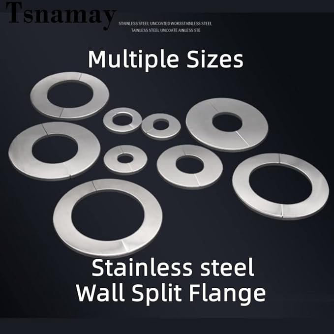 Wall Split Flange, Stainless Steel Round Escutcheon Plate for 3.18"/81mm Diameter Pipe, Pack of 2