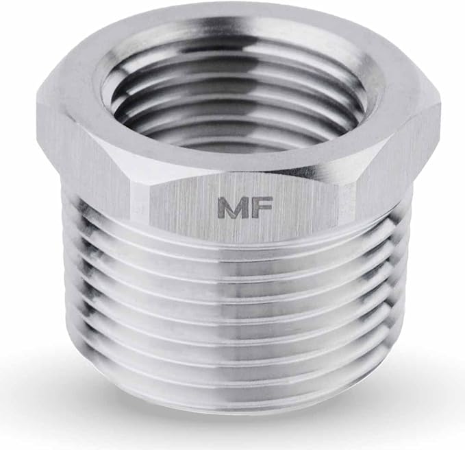 MAACFLOW Stainless Steel 3/4" Male NPT to 1/2" Female NPT Adapter Reducer Hex Bushing (Thread OD 1.02" - ID 0.72") (Pack of 1)