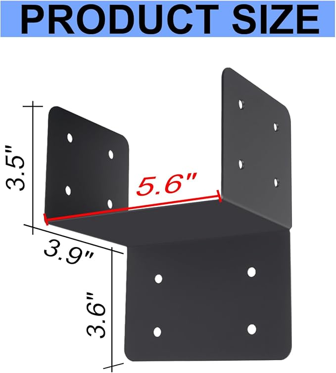 4 Pcs Joist Anchor Connector Fit 6"x 6"Post,Roof Tie Header Hanger Joint Post Cap,Truss to Beam Connector Roof Tie Header Hanger for Outdoor House Carport Shed ,Pergola or Light Steel Frame