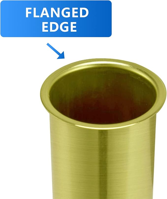 Flanged Sink Tailpiece 1-1/4 in. OD, 12 inch Brass Extension Tube for Trap, Drain Connections, Siphon Immersion Pipe For Bathroom Under Sink, Brushed Gold