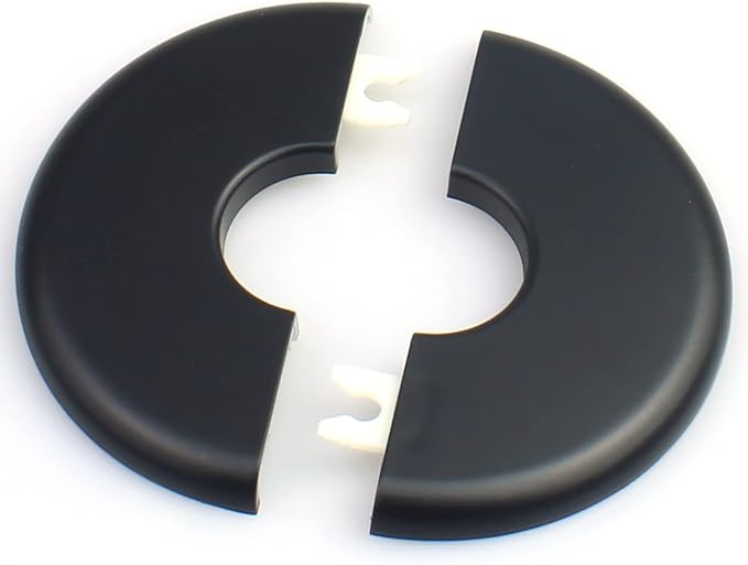 FDXGYH 2 Pcs ID 2.52 Inch ABS Wall Split Flange Self-Adhesive tape Round Escutcheon Plate Cover for Water Pipe Faucet Decoration Accessories [Black]