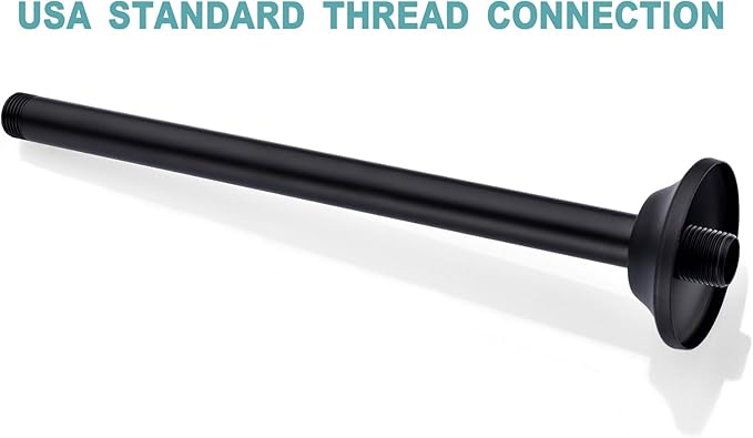 BESTILL 12 Inch Ceiling Mount Rain Shower Head Arm and Flange, Matte Black